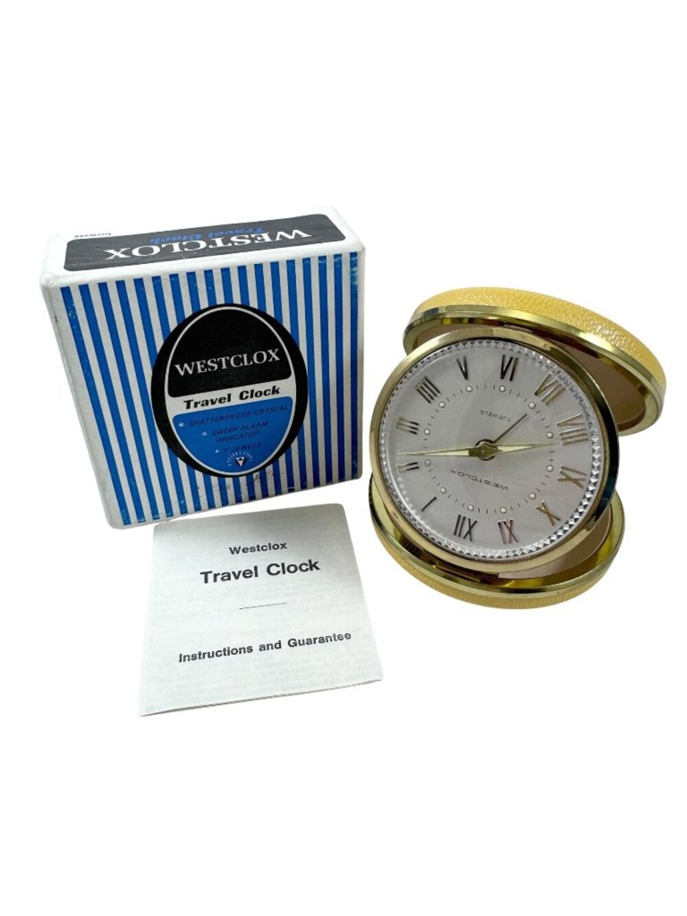 Westclox Travel Alarm Clock Travelround Germany 7 Jewels Vintage 1970s NIB NEW